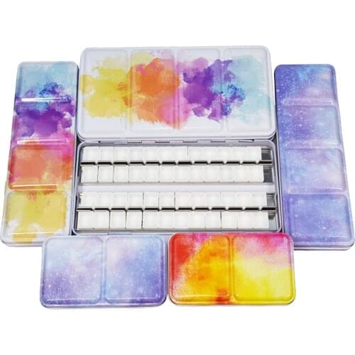 Watercolor Oil Paints Tins Box Palette White Bright Half full Pans for Painting palette Storage Paint Tray Box For Art Painting