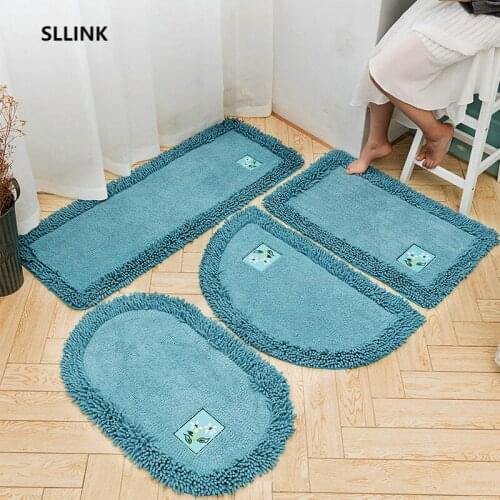 Pastoral Style Antislip Bath Mat Living Room Floor Rug Carpet Absorbent Foot Pad for Bathroom Toilet Doormat Bedroom Mat 3 Sizes