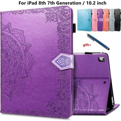 For iPad 10.2 Cover Case 3D Flower Embossed Cover Funda for iPad 10 2 2019 2020 Case Funda for iPad 7th 8th Generacion Case
