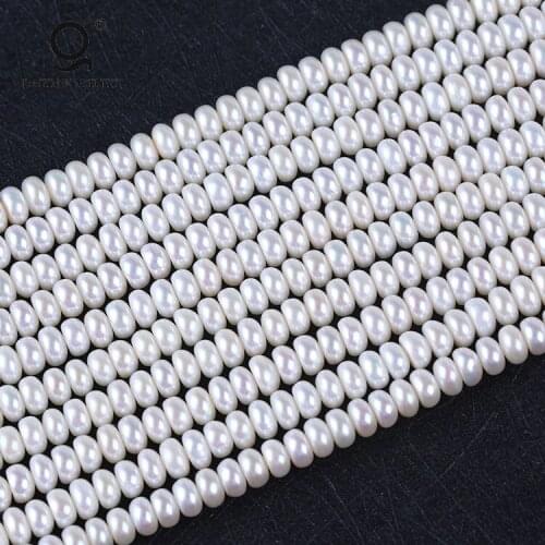 Daking Jewelry Natural White AA 6.5-7mm Button Shape Loose Freshwater Pearl Stand