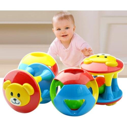 Baby Rattles Toy Food Grade Teething Rattle Plastic Hand Bell Intelligence Grasping Gums Baby Teether Toy for 0-3 years