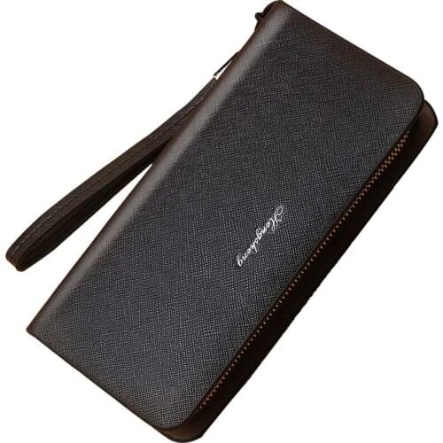 Mens Wallets Casual Mens Long Mobile Phone Bags Large-Capacity Wallets Card Holders Horizontal Square Handbags With Straps