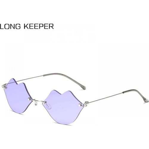 Luxury Brand Lip Shaped Sunglasses Women Retro Rimless Punk Eyewear Female Black Red Sun Glasses Shades lunette de soleil femme