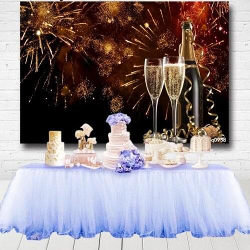 Fireworks Happy New Year Backdrop For Photography Champagne Glass Events Celebration Background Photo Studio Customized