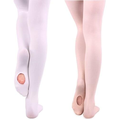 12 Pairs Wholesale Girls Convertible Ballet Tights With Hole Adult Kids White Velvet Dance Stockings Pink Ballet Pantyhose