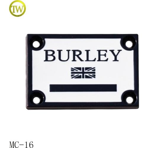 Custom square black with white ink metal Logo Small Metal Name Tags for shawl