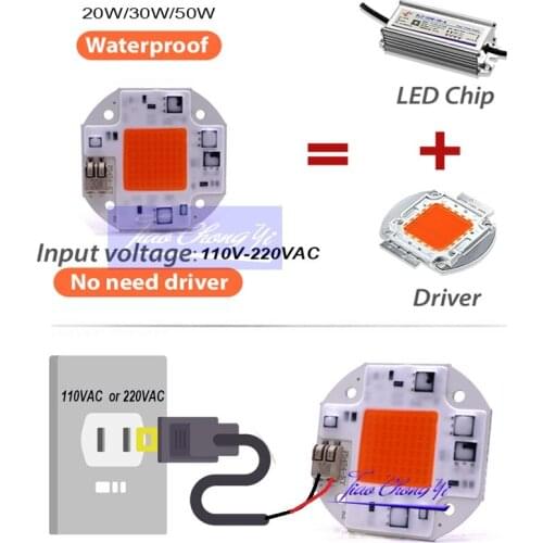 New Hot 20W/30W/50W COB Bulb Smart IC AC 110V-220V Driver 380-840nm Full Spectrum Spotlight Floodlight Flip chip lamp tube DIY