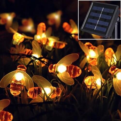 3M 20 LED Cute Honey Bee String Lights Bee Outdoor Garden Patio Christmas Decorations Fairy Lights Garland USB Powered Helloween