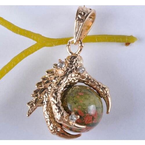 Natural Unakite Epidote Bead Dragons Talons GEM Pendant Jewelry For Gift S911