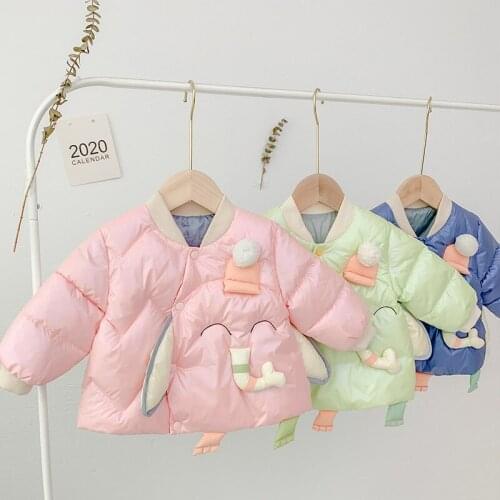 Autumn Winter New Childrens Down Cotton Coat Baby Boys Girls Cartoon Liner Inside Outside Wear Cotton-Padded Jacket