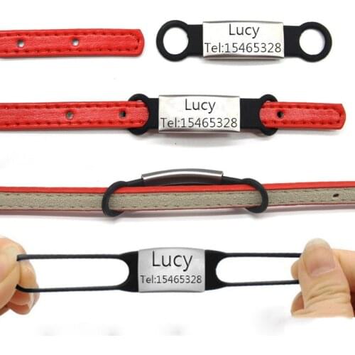 Customized Silicone Dog Collar Leash Stainless Steel Pet ID Free Engraving Cat Collar Accessory Engraved Pets Name Tag Collars