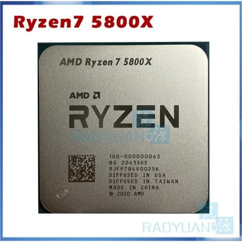 AMD Ryzen 7 5800X R7 5800X 3.8 GHz Eight-Core sixteen-Thread 105W CPU Processor L3=32M 100-000000063 Socket AM4 no fan