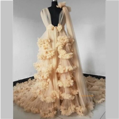 Real Image Maternity Dresses Ruffled Photography Maternity Gown for Photoshoot Lingerie Bathrobe Nightwear Baby Shower