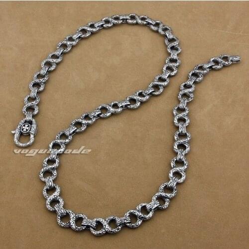 Retro Fashion Gothic Cross Chain Buckle Solid 316L Stainless Steel Cool Mens Eight Type Necklace 4B006N 18"~36"