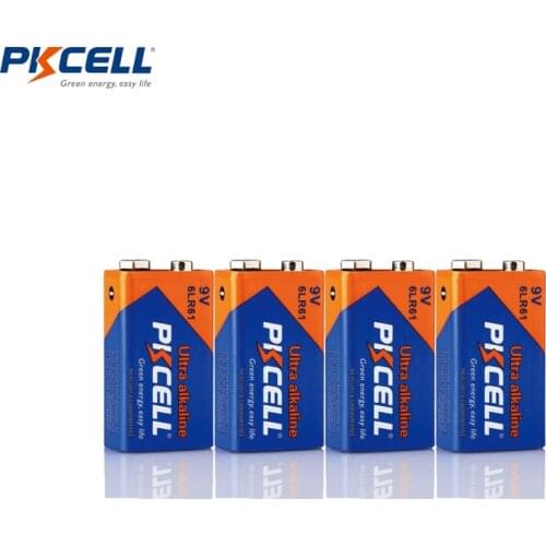 4PC PKCELL Alkaline 9V 6LR61 6AM6 1604A MN1604 522 Battery Dry Primary Batteries For Gas Stoves Water Heater Microphone
