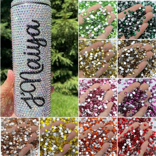 SS6 SS10 SS12 SS16 SS20 SS30 Non Hotfix Luxe Flat Back Glass Rhinestones Clear Crystal 35 Colors Glue On Stones for Decoration