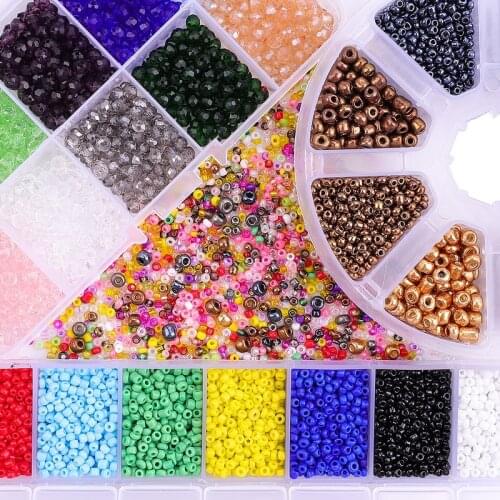 Box Set 2/3/4mm Glass Seed Beads Czech Charm Crystal Spacer Glass Beads For Jewelry Making Rings DIY Handmade Accessories