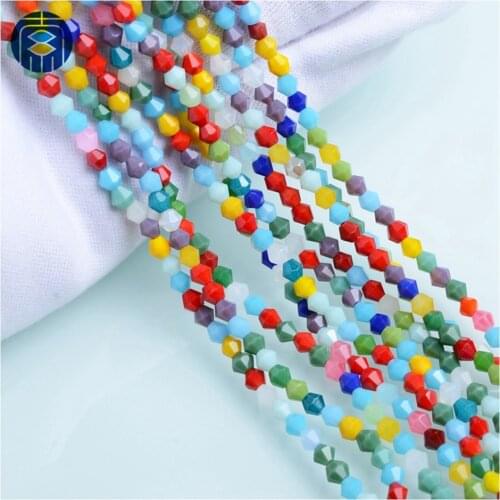 Juleecrystal 4mm Bicone Crystal Beads Colorful Mixed Glass Beads for Jewelry Making