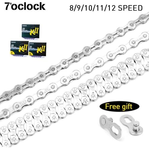 7'OCLOCK Ultralight Bike Chain 8/9/10/11/12 Speed 116L Bike Chain Durable With Connector MTB High Strength Steel Bicycle Part