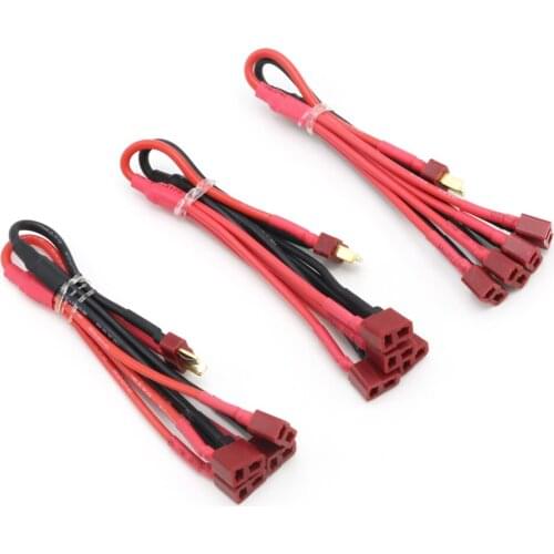 T Male Female Connectors 1 to 4 Cable in Parallel Battery Harness Extension Lead 16AWG 23CM for Rc Battery / Rc Hobby