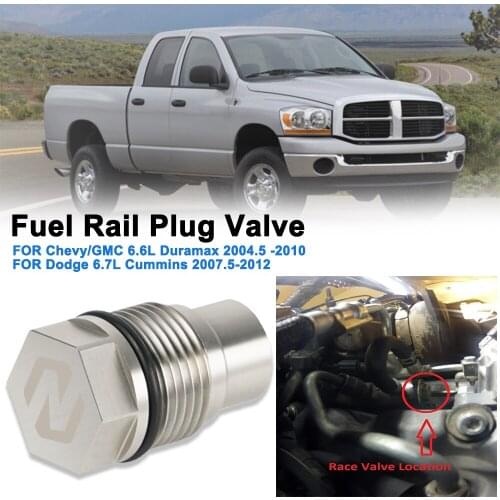NICECNC M20*1.5 Stainless Steel Race Fuel Rail Plug Valve w/Seal O-ring for Chevy GMC 6.6L Dodge 6.7L
