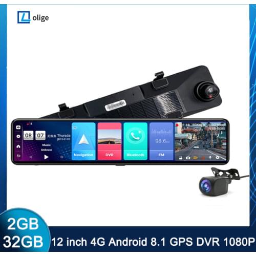 12 Inch 4+32GB Android 8.1 Car DVRs ADAS Dash Cam Camera 4g WiFi GPS Navigation FHD 1080P Video Recorder Registrar Dashcam