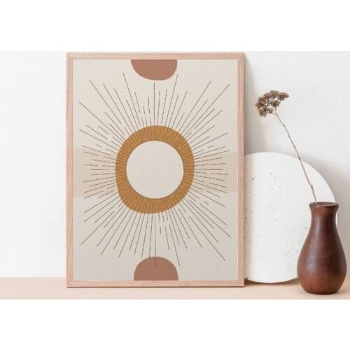 Vintage Sun Print Modern Mid Century Poster Eclectic Wall Art Canvas Painting Picture Minimal Abstract Prints Boho Wall Decor