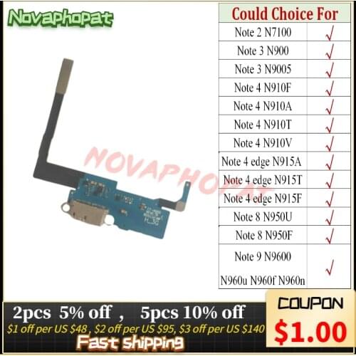 For Samsung Galaxy Note 2 3 4 8 9 Edge N9600 N960u N960f N960n N9100 Charger Port Board USB Charging Flex Cable Microphone