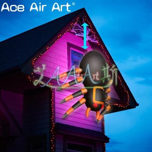 Thrilling big inflatable spider creeps up and down animal replica model props for stage performance/Hallowen decoration