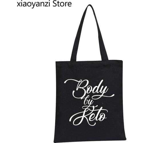 Body By Keto Print Women Shoulder Bag Casual Funny Shopper Bags For Lady Eco Reusable Girls Fashion Handbag Shopping Bag SL-802