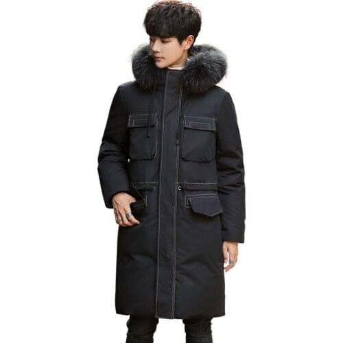 Winter Thick Warm White Duck down Mens Mid-length down Jacket Popular Brand Korean-style MenS Wear Jacket
