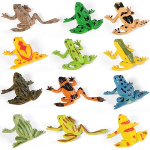 12pcs Simulation Frog Insect Reptile animal model action figures mini plastic models Doll for kids gift collection