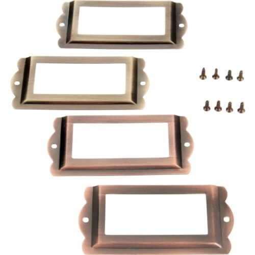 2pcs Decorative Zinc Alloy Label Pull Frame Handle File Name Card Holder For Furniture Cabinet Drawer Box Case Bin