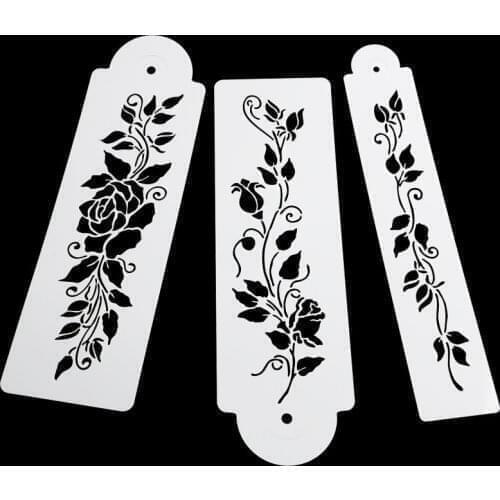 3Pcs/Set Plastic Flower Fondant Cake Stencil Mould Border Lace Decor Sugar Craft Tools Mousse Brim Baking Hollow Mold