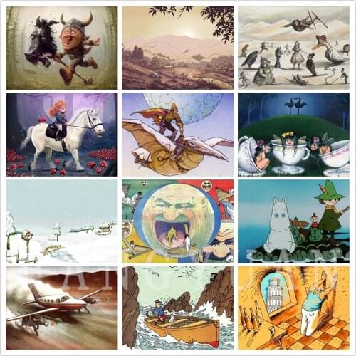 5D Diy Diamond Painting Cartoon Figures Scenery Full Square/round Diamond Embroidery Handmade Cross Stitch Mosaic Art Decoration