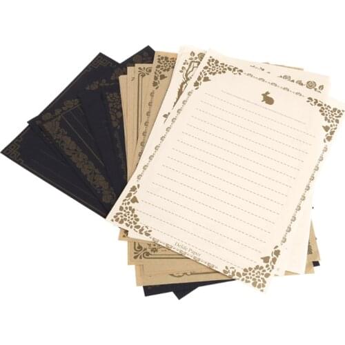8 Sheets Vintage Retro Design Writing Stationery Paper Pad Note Letter Set