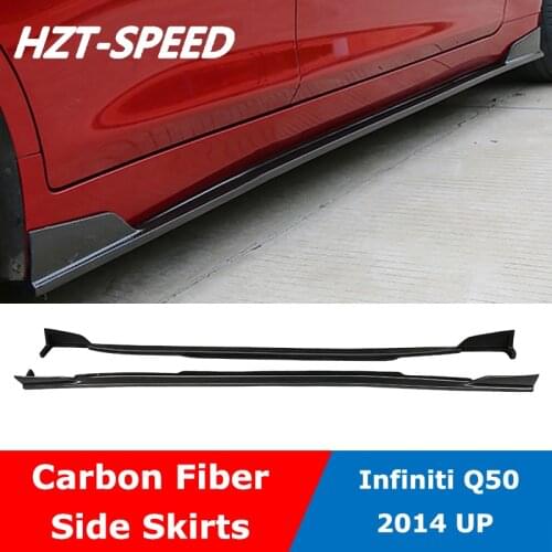 Q50 Carbon Fiber Auto Car Side Skirts Body Kit For Infiniti Q50 Lengthen Version 2014 UP