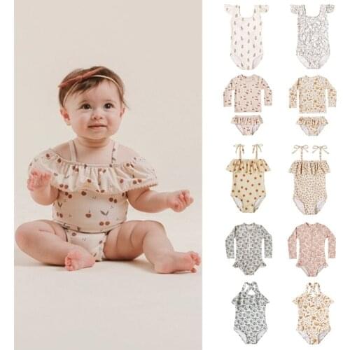 2021 summer childrens one-piece swimsuit girls' long sleeve sunscreen swimsuit girls' split swimsuit