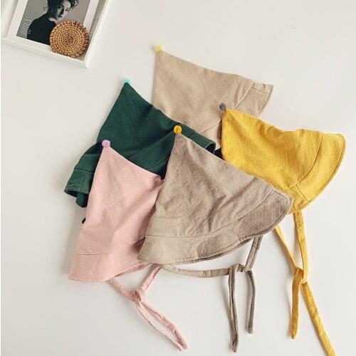 Children Beanie Fisherman Hat Summer Travel Spire Sunshade Large Brim Hat Kid Lovely Peaked Bucket Cap Head Circumfe 52CM