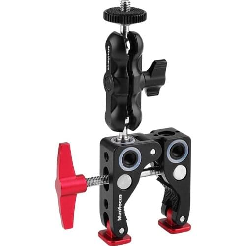 Double Ballhead Magic Arm Camera Clamp Mount Monitor Mount Bracket with Super Clamp for DSLR Camera Rig Monitor Mic Video Light