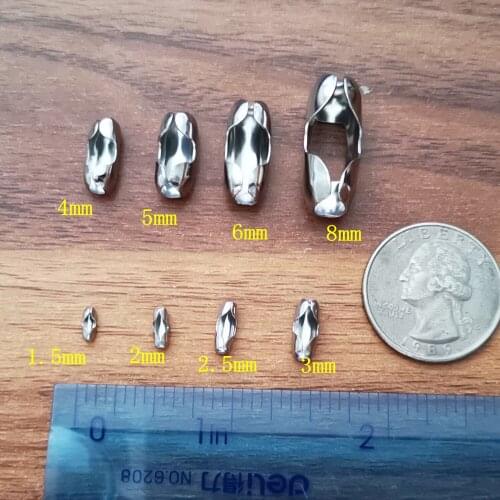 GNAYY 200pcs 1.6-8mm size Stainless steel fit ball chain End Clasp Bead chain connector jewlery findings DIY fittings clasp