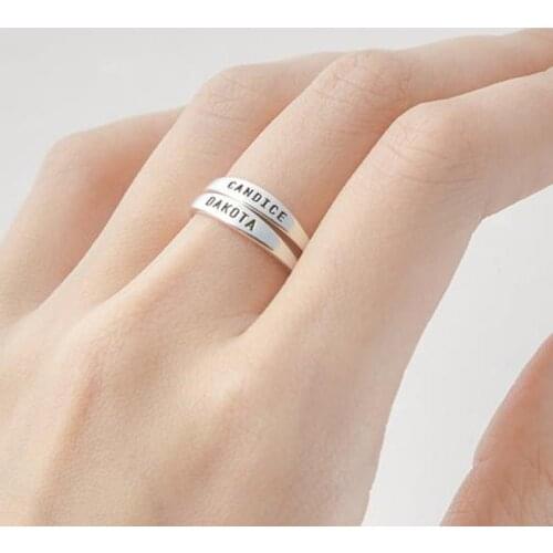 Custom Skinny Stacking Name Rings For Women Girls Anillos Mujer Personalized Engraved Ring BFF Stainless Steel Engraved Jewelry