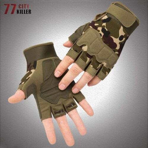 Camouflage Tactical Gloves Men Outdoor Sport Cycling Half Finger Anti-Slip Mittens Male Military Shooting Hunting Combat Gloves