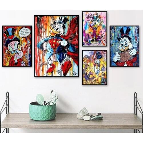 Disney Graffiti Art Canvas Painting Classic Animati Donald Duck Wall Art Prints and Posters for Kids Room Decor Home Decoration