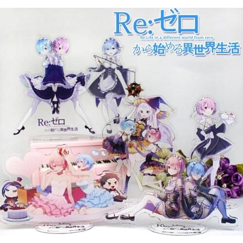 Kawaii Re:Life In A Different World From Zero Figure Acrylic Stands Toys Cute Anime Rem Satella Emilia Room Decor Gift for Girls