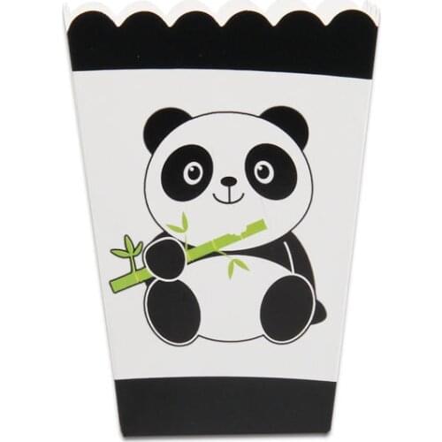 6Pcs/Lot Cartoon Panda Theme Birthday Popcorn Box For Birthday Party Decorations Kids Party Supplies Gifts Favor Baby Shower