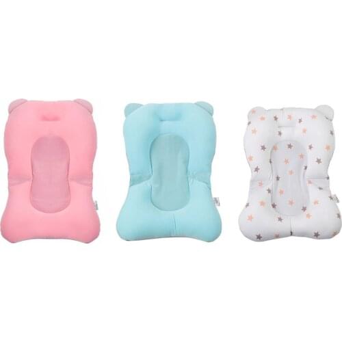 Baby Shower Bath Tub Pad Non-Slip Bathtub Seat Support Mat Newborn Safety Security Bath Support Cushion Foldable Soft Pillow