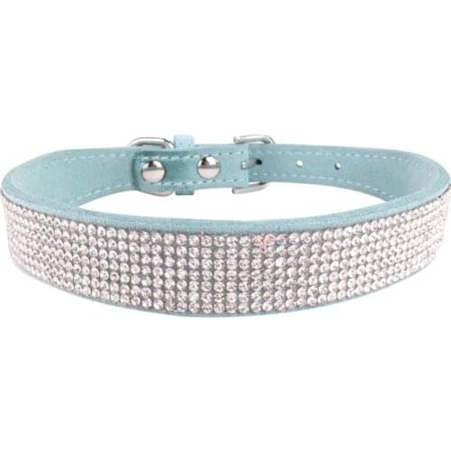 Leather Adjustable Dog Collars Full Diamante Rhinestone Cat Pet Collar Pet Products Ornamental Accessories