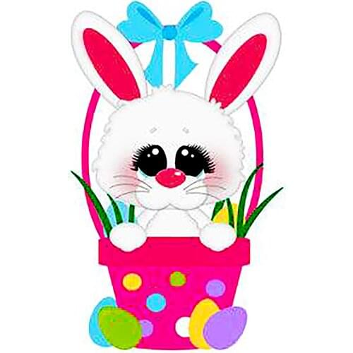 Bunny Rabbit in Basket Metal Cutting Dies Easter Animal Baby Doll Stencil for DIY Scrapbooking Cards Decorative