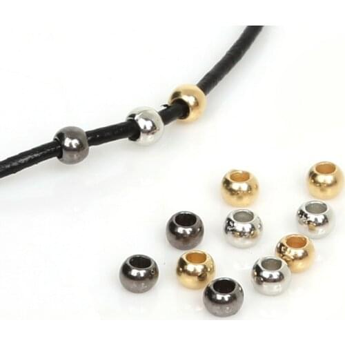 4/6/8/10/12mm 90-900pcs Gun-Metal/Gold/Silver Plated CCB Round Seed Spacer Big Hole Beads For Necklace Charm Jewelry making